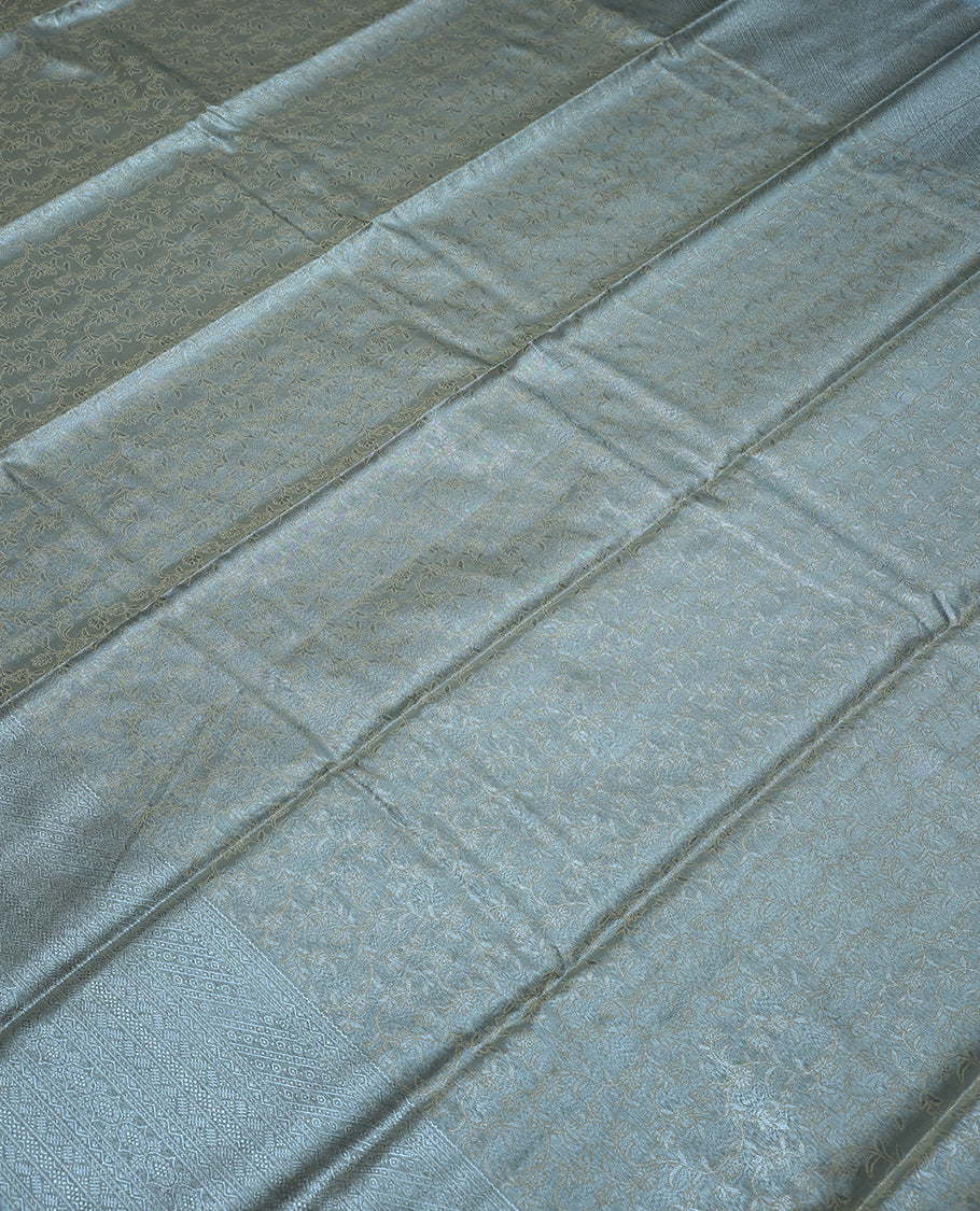 Silver Colour Tissue Saree having Zari Worked Body with Self Colour Brocade Border and Blouse