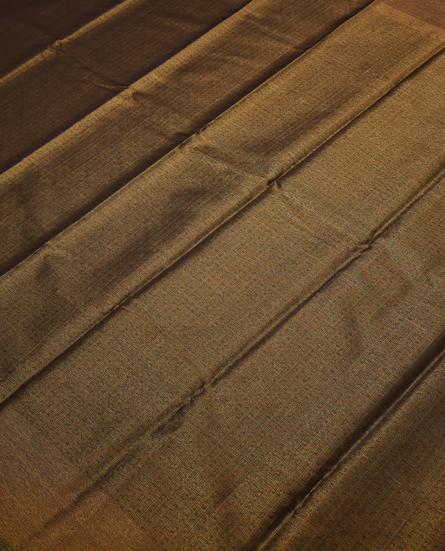 Mustard Dark Gold Colour Tissue Saree having Zari Worked Body with Self Coloured Brocade Border and Blouse