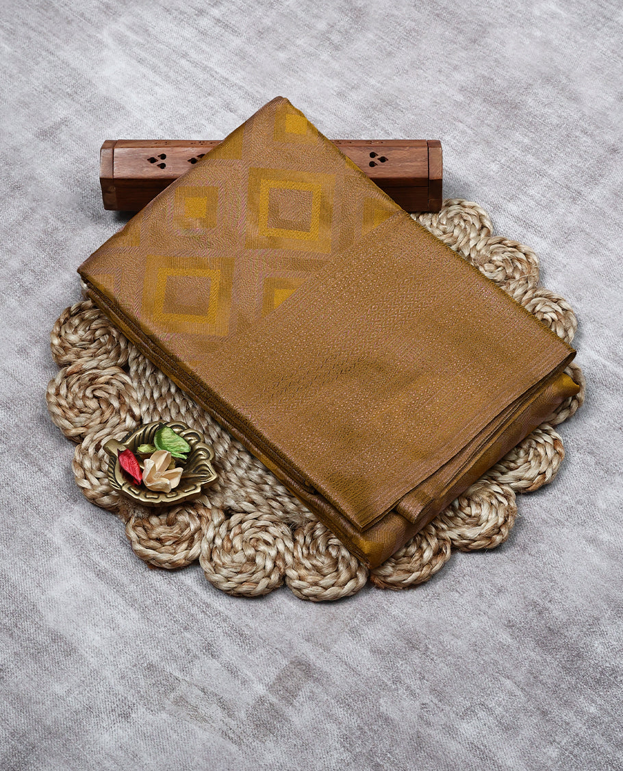 Mustard Colour Tissue Saree having Zari Worked Body with Brocade Border and Blouse