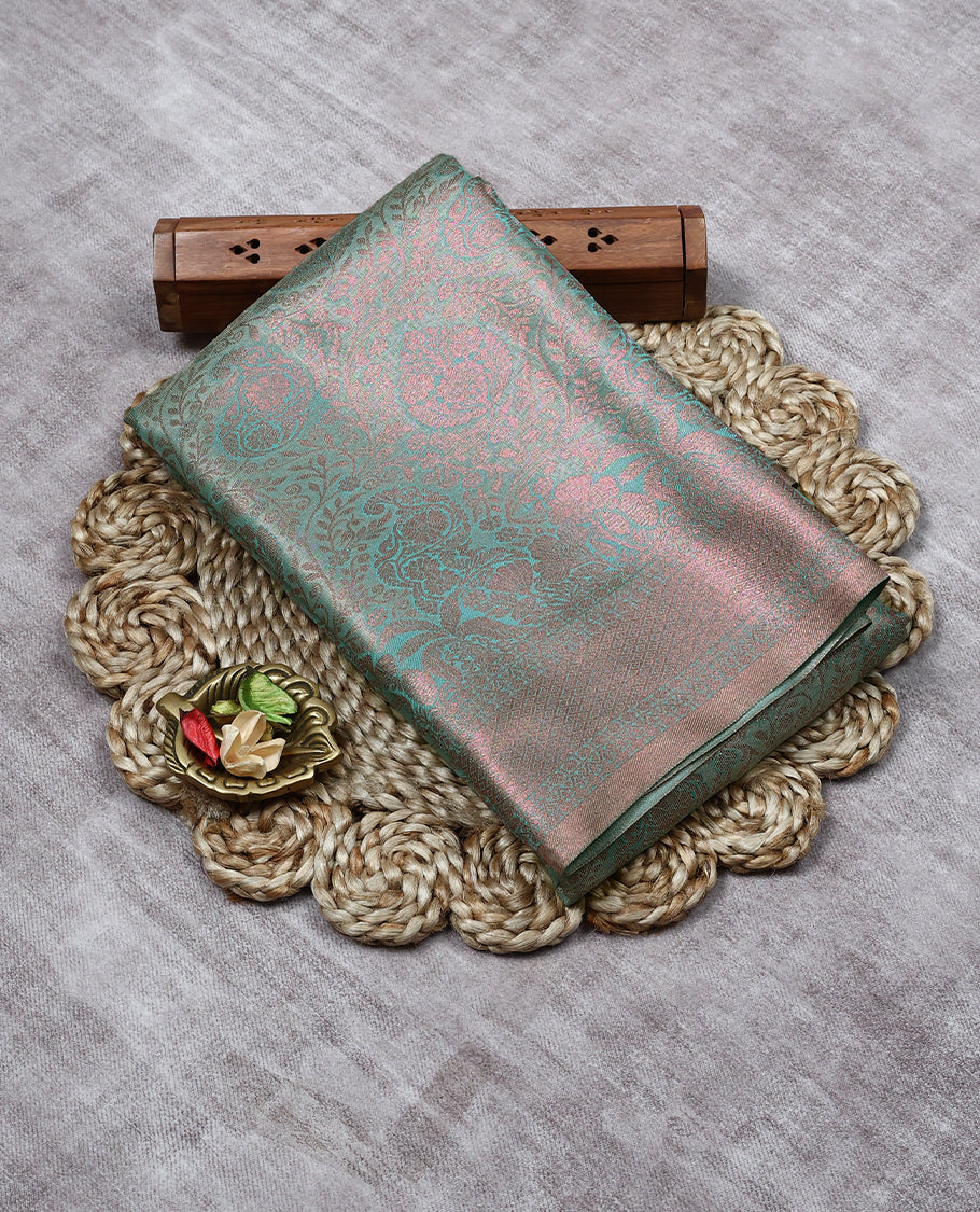 Pastel Blue Colour Tissue Saree having Zari Worked Body with Self Colour Border and Blouse