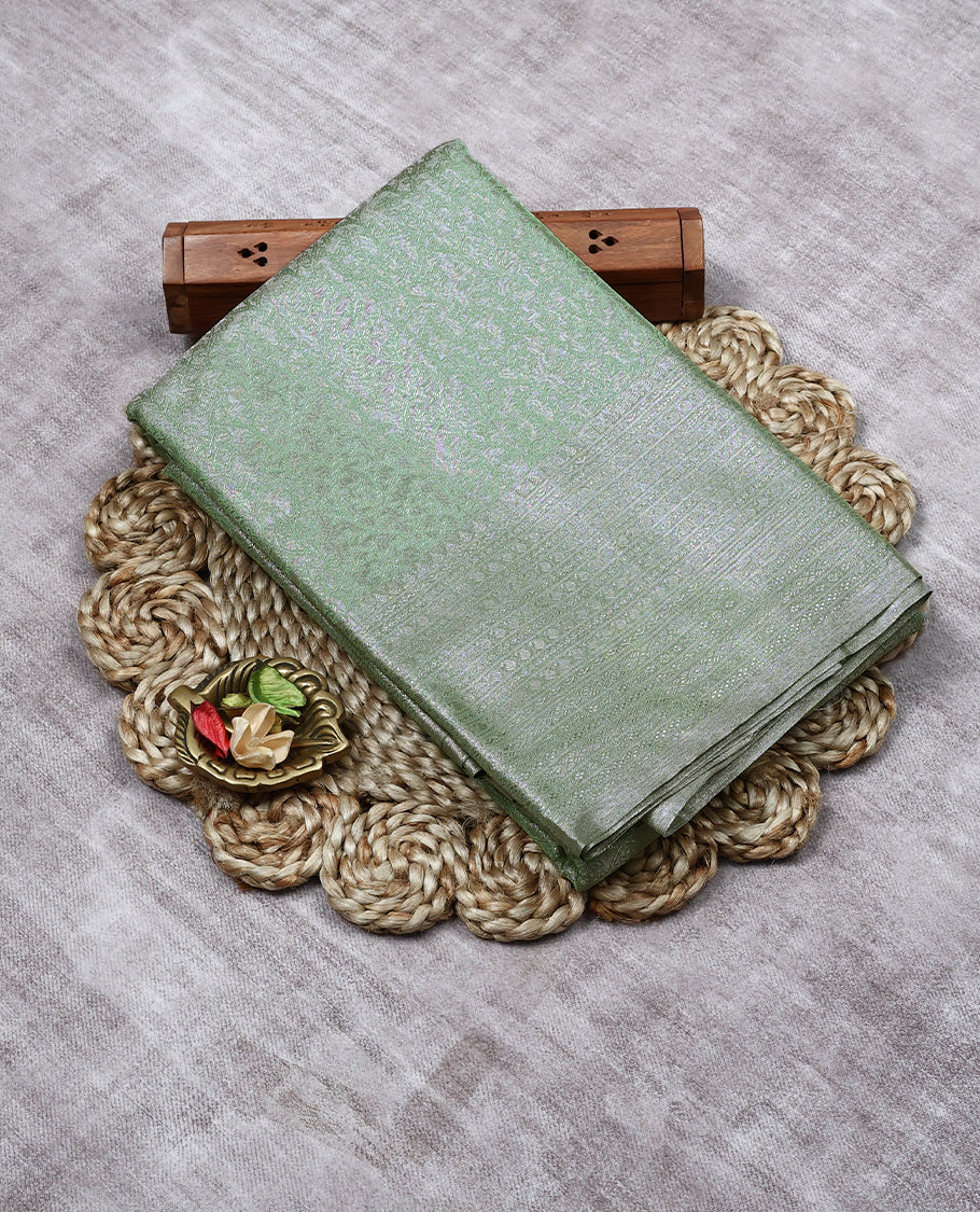 Pista Green Colour Tissue Saree having Zari Worked Body with Self Colour Brocade Border and Blouse