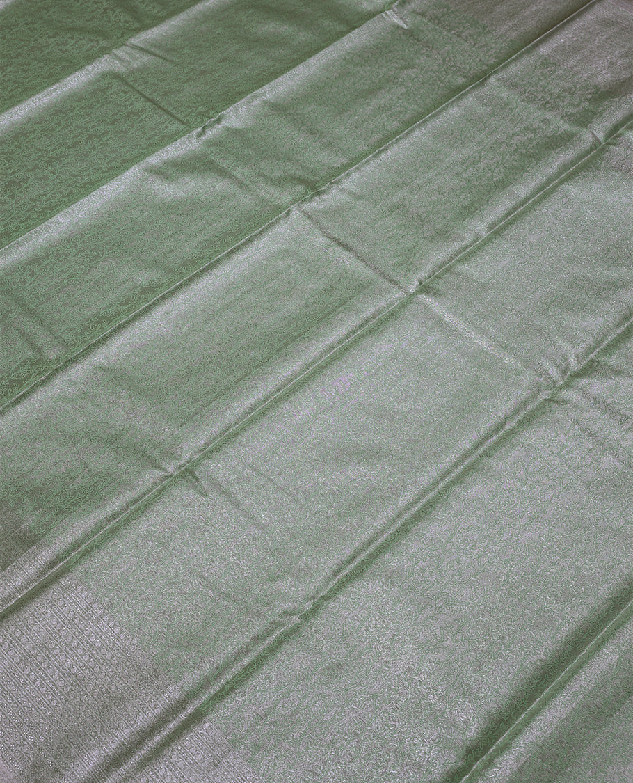 Pista Green Colour Tissue Saree having Zari Worked Body with Self Colour Brocade Border and Blouse