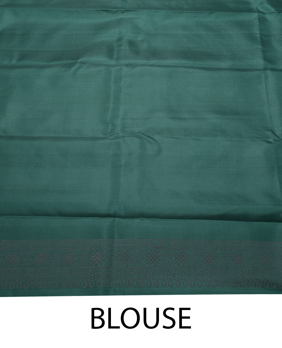 Ultra Marine Green Colour Soft Silk Saree having Zari Worked Body with Self Colour Border and Blouse