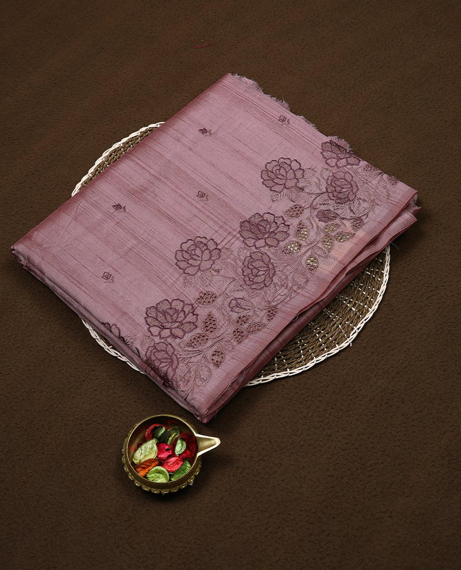 Onion Pink Colour Semi Tusser Saree having Small Thread Buttas in Body with Border and Blouse