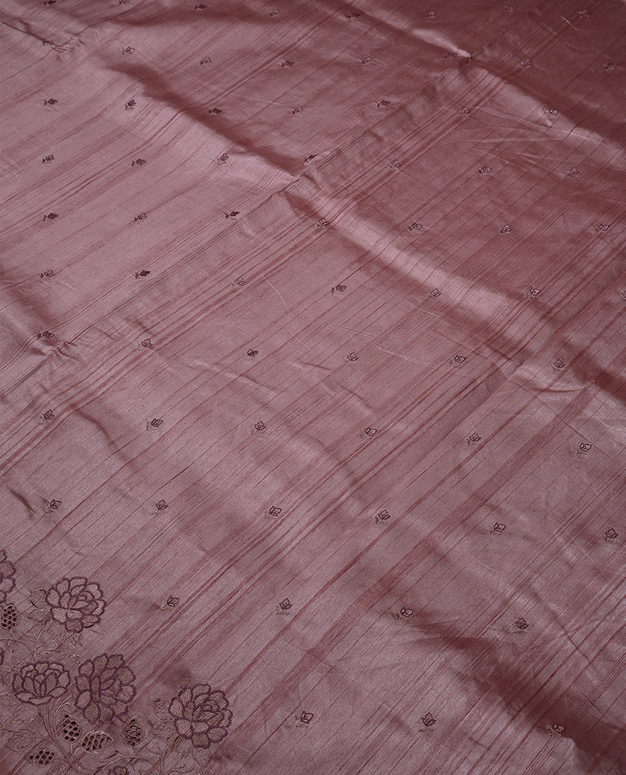 Onion Pink Colour Semi Tusser Saree having Small Thread Buttas in Body with Border and Blouse
