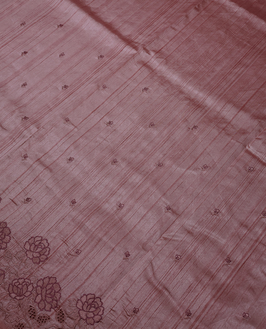Onion Pink Colour Semi Tusser Saree having Small Thread Buttas in Body with Border and Blouse
