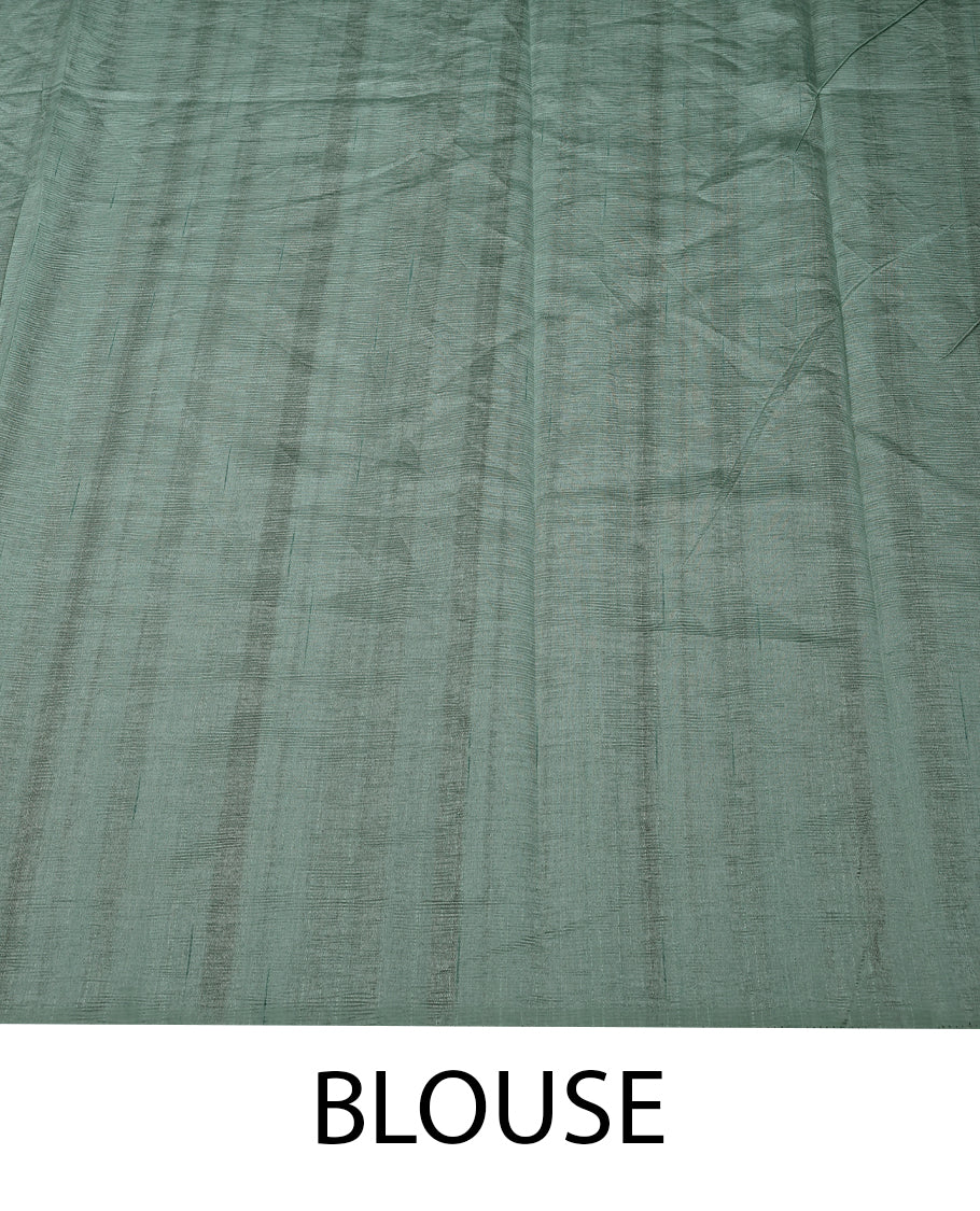 Light Aqua Green Colour Semi Tusser Saree having Thread Cut Worked Body and Plain Blouse without Border
