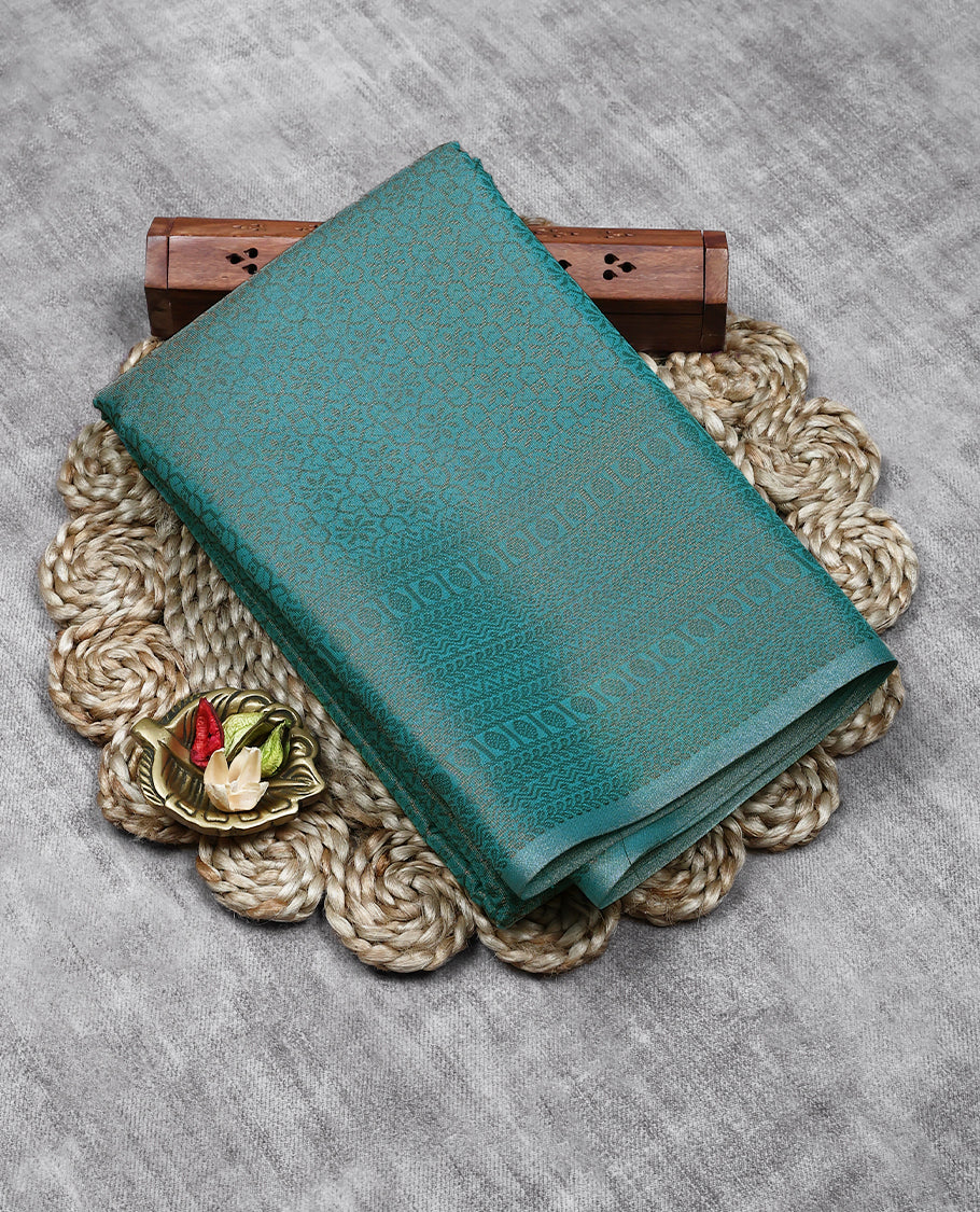 Aqua Blue Colour Tissue Saree having Zari Worked Body with Self Coloured Border and Blouse