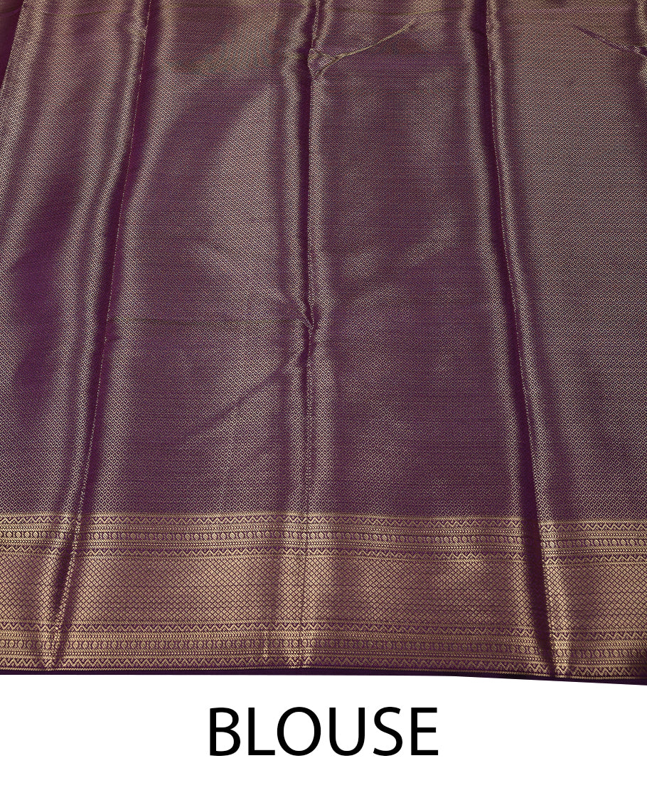 Dark Purple Colour Tissue Saree having Golden Zari Worked Body with Self Coloured Border and Blouse