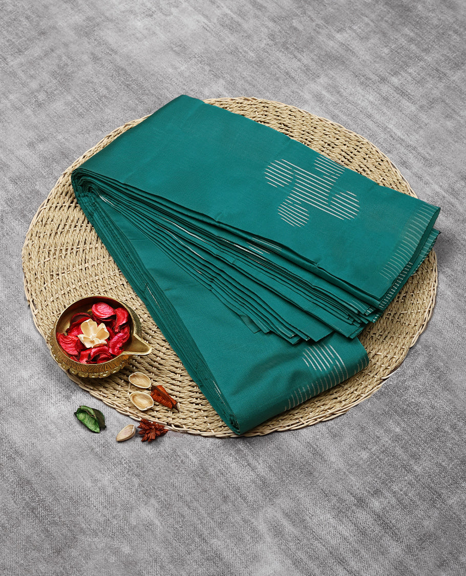 Aqua Blue Colour Art Soft Silk Saree having Thread Work in Body and Blouse without Border