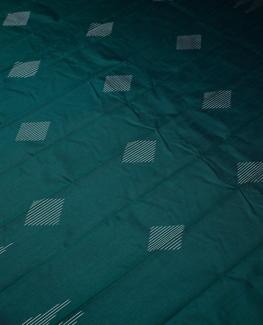 Peacock Green Colour Art Soft Silk Saree having Diamond Thread Work in Body and Blouse without Border