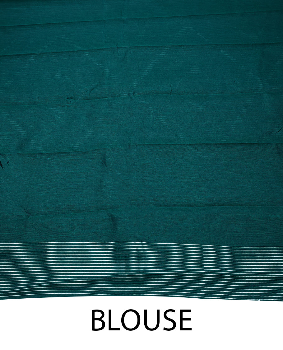 Peacock Green Colour Art Soft Silk Saree having Diamond Thread Work in Body and Blouse without Border