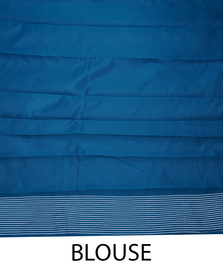 Cobalt Blue Colour Art Soft Silk Saree having Star Thread Work in Body and Blouse without Border