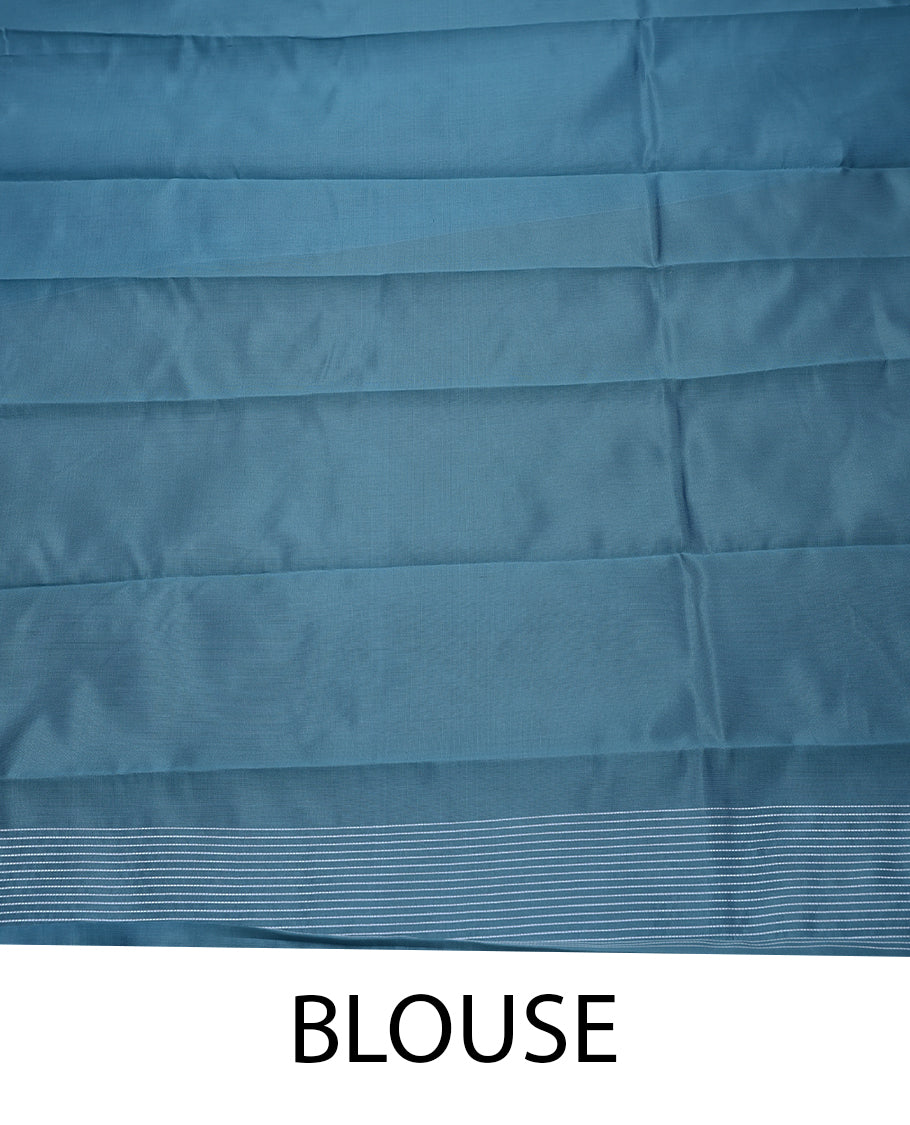 Light Blue Colour Art Soft Silk Saree having Star Thread Work in Body and Blouse without Border