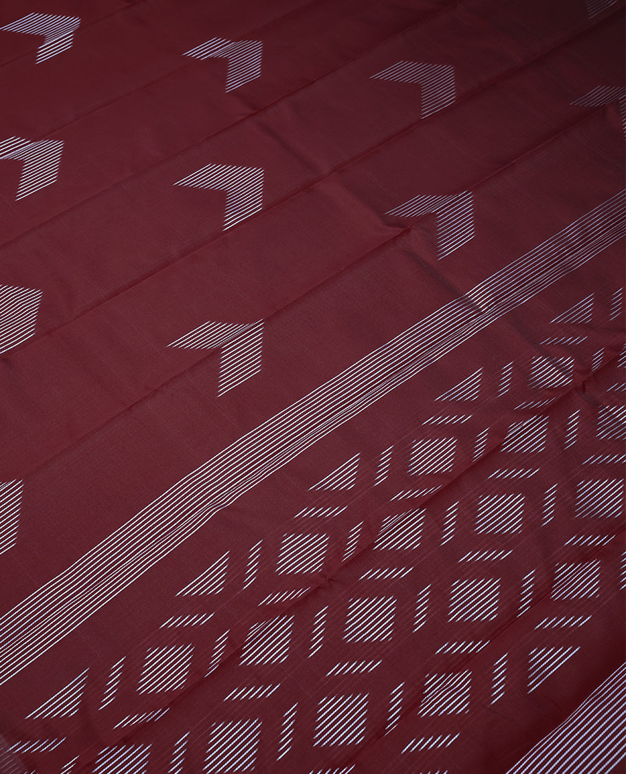 Brick Red Colour Art Soft Silk Saree having Thread Work in Body and Blouse without Border