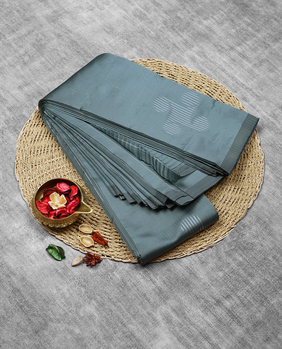 Pastel Blue Colour Art Soft Silk Saree having Thread Work in Body and Blouse without Border