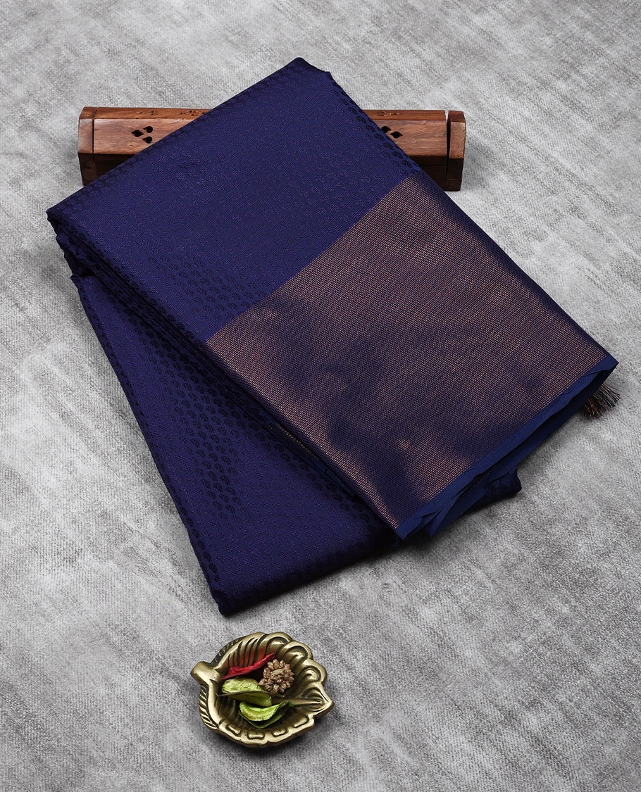 Navy Blue Colour Art Silk Fancy Saree having Thread Work in Body with Border and Blouse