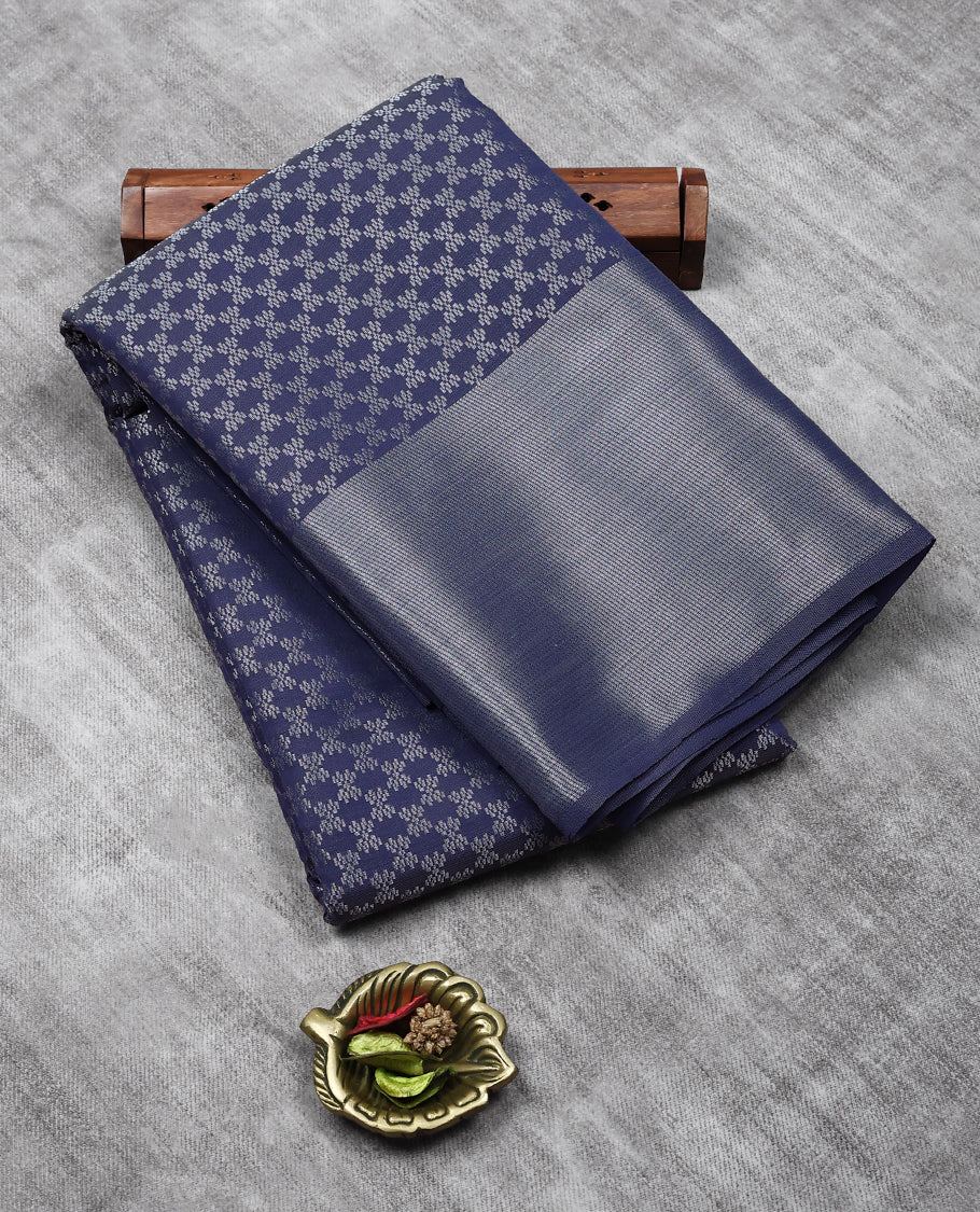 Dark Blue Colour Art Silk Fancy Saree having Thread Work in Body with Border and Self Coloured Blouse