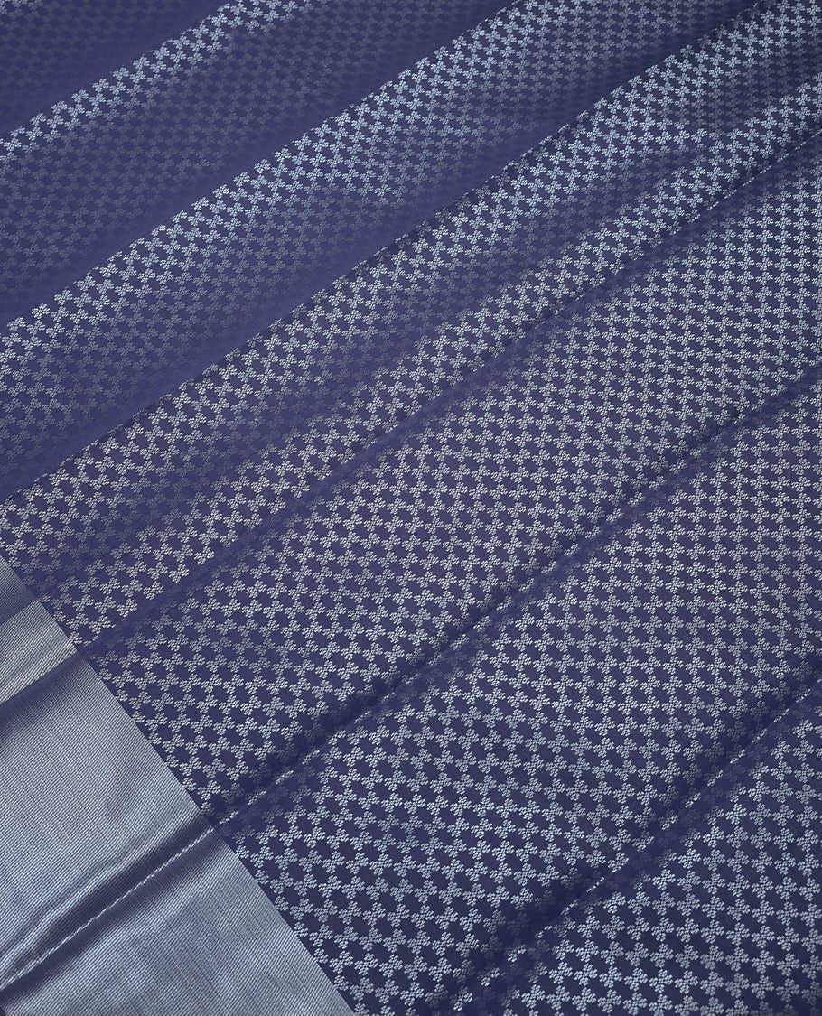 Dark Blue Colour Art Silk Fancy Saree having Thread Work in Body with Border and Self Coloured Blouse