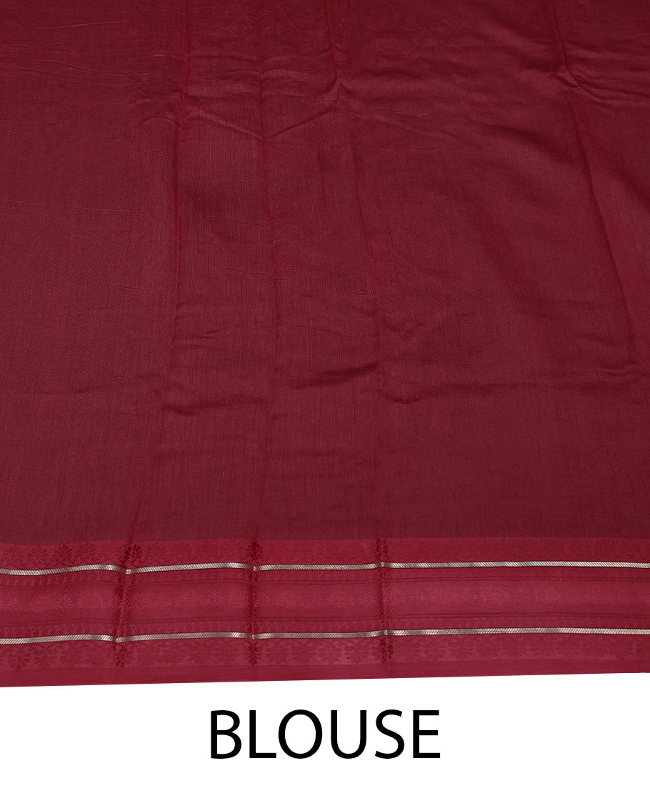 Dark Blue Colour Maheshwari Saree having Small Prints in Entire Body with Contrast Colour Border and Blouse