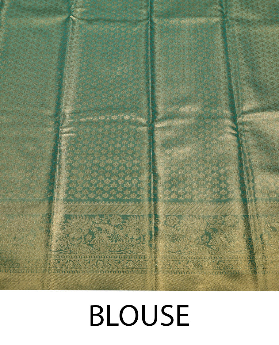 Pastel Peach Colour Art Tissue Saree having Zari Worked Body with Contrast Border and Blouse