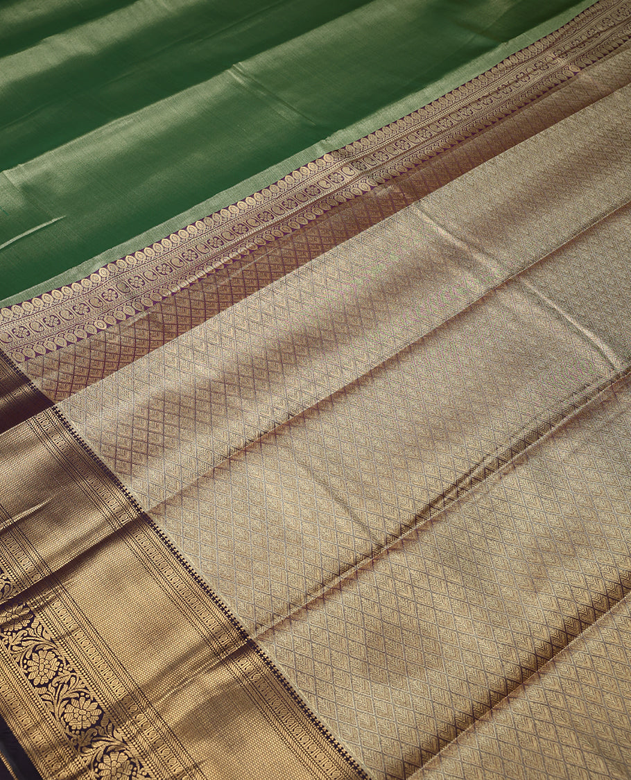 Pastel Green Colour Art Tissue Saree having Plain Body with Dark Purple Border and Blouse