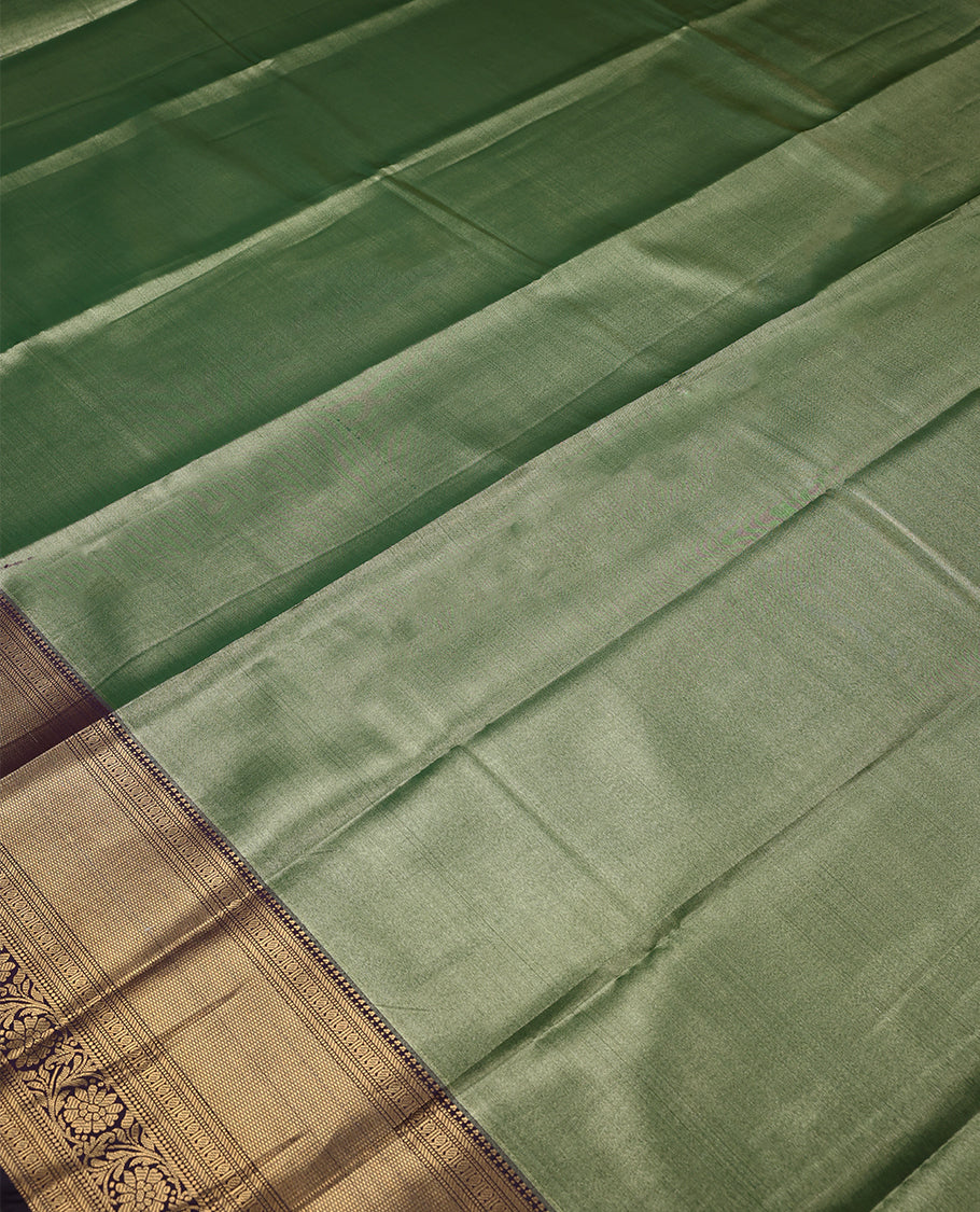 Pastel Green Colour Art Tissue Saree having Plain Body with Dark Purple Border and Blouse