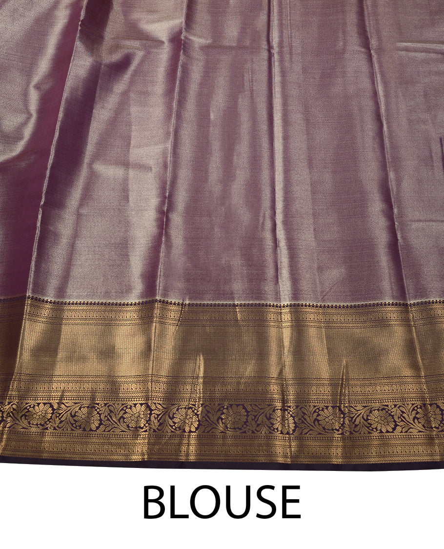 Pastel Green Colour Art Tissue Saree having Plain Body with Dark Purple Border and Blouse