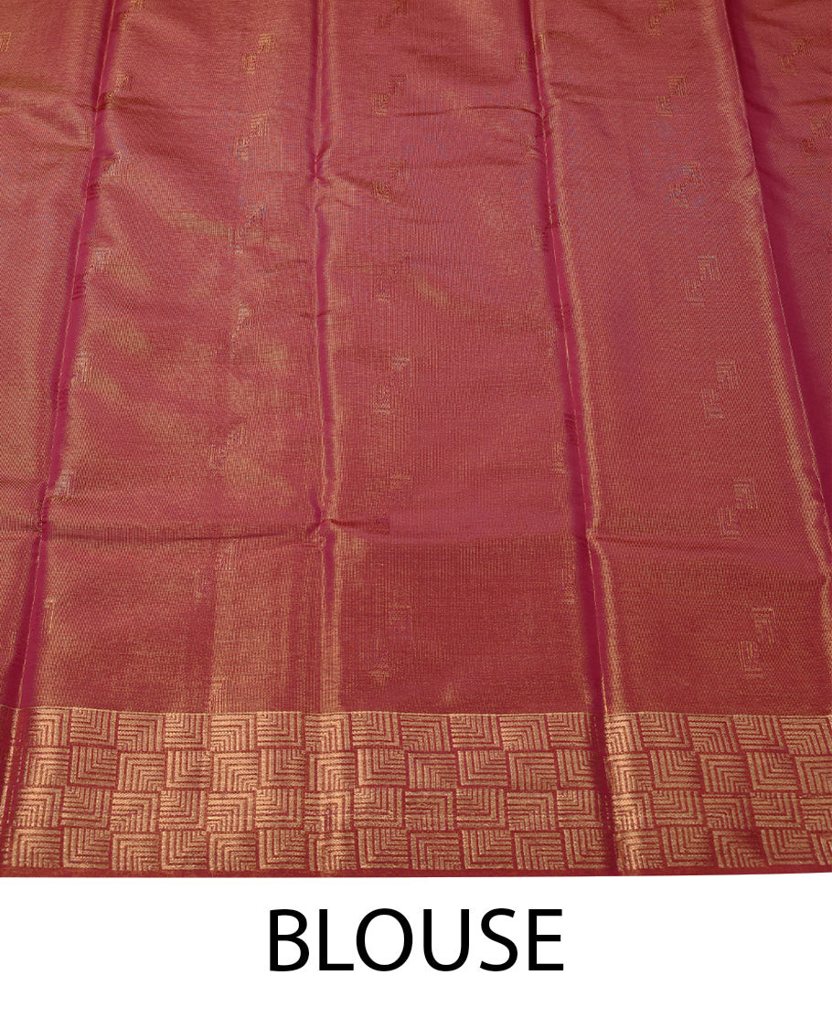 Green Colour Art Tissue Saree having Golden Thread Buttas in Body with Golden Border and Contrast Colour Blouse