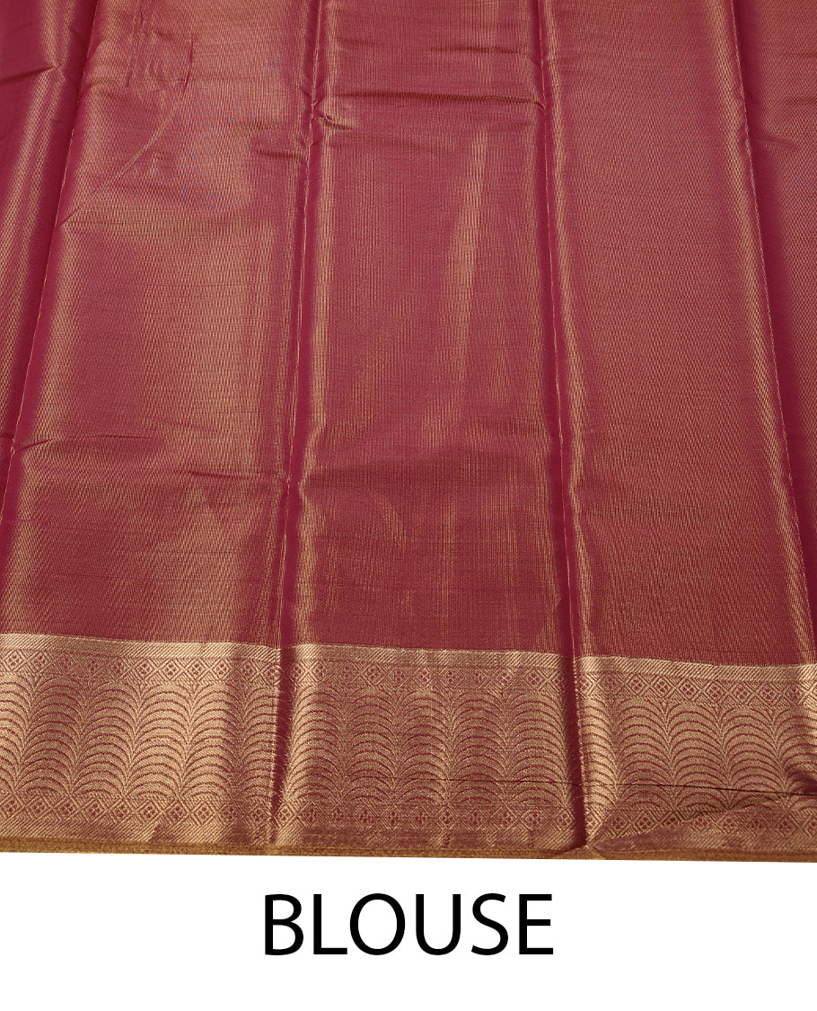 Green Colour Art Tissue Saree having Golden Buttas in Body with Golden Border and Contrast Colour Blouse