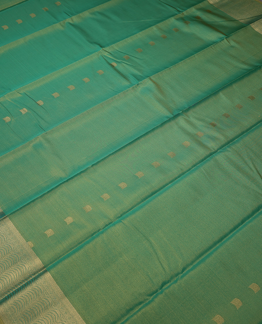 Light Green Colour Art Tissue Saree having Golden Buttas in Body with Golden Border and Contrast Colour Blouse