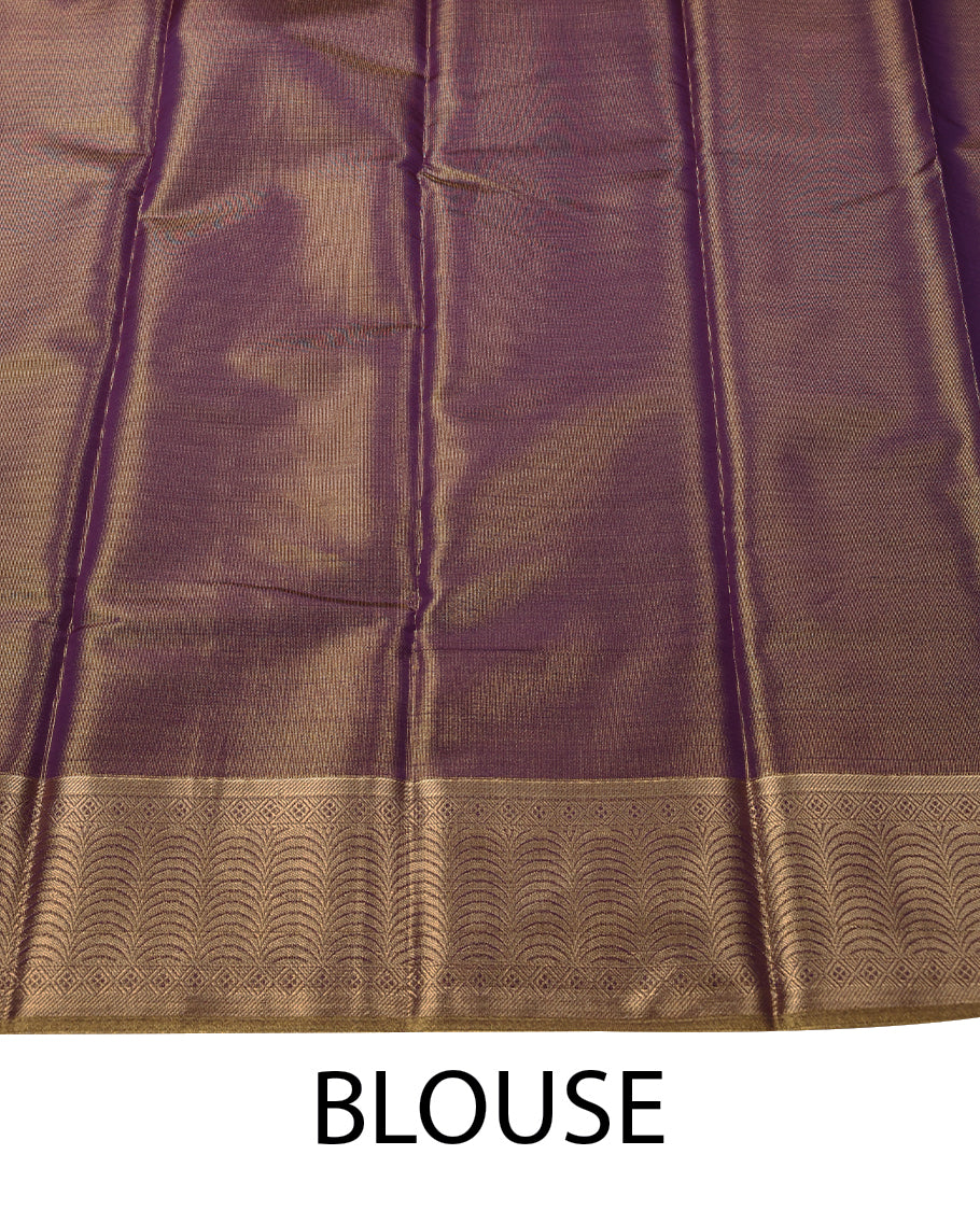 Light Green Colour Art Tissue Saree having Golden Buttas in Body with Golden Border and Contrast Colour Blouse