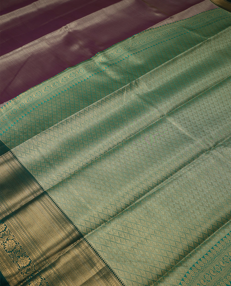 Pastel Violet Colour Art Tissue Saree having Plain Body with Dark Green Border and Blouse