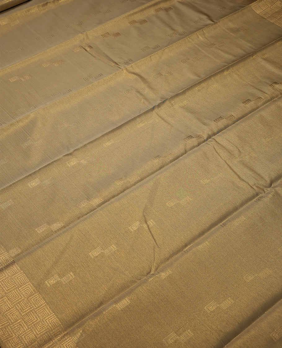 Golden Colour Art Tissue Saree having Golden Work in Body with Golden Border and Contrast Colour Blouse