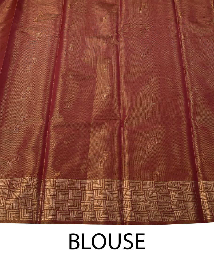 Golden Colour Art Tissue Saree having Golden Work in Body with Golden Border and Contrast Colour Blouse
