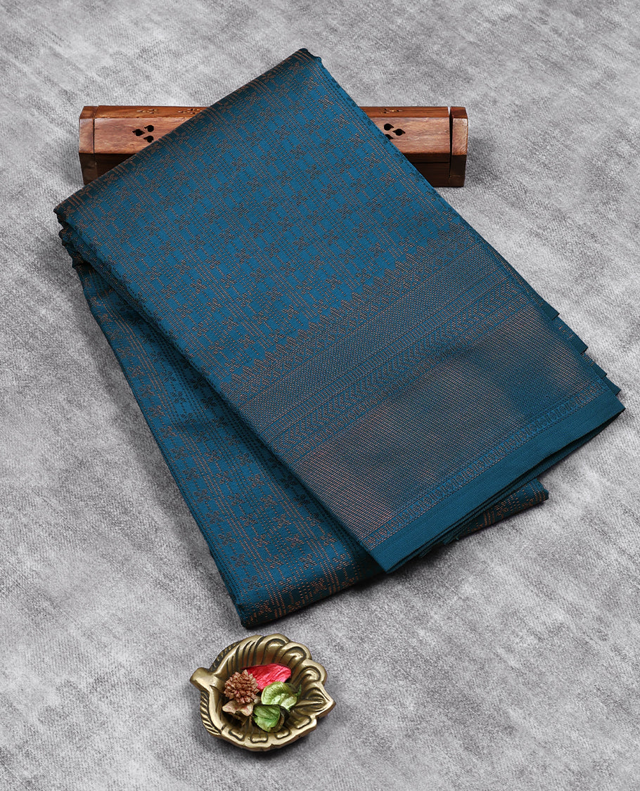 Dark Peacock Blue Colour Art Silk Fancy Saree having Zari Worked Body with Border and Self Coloured Blouse
