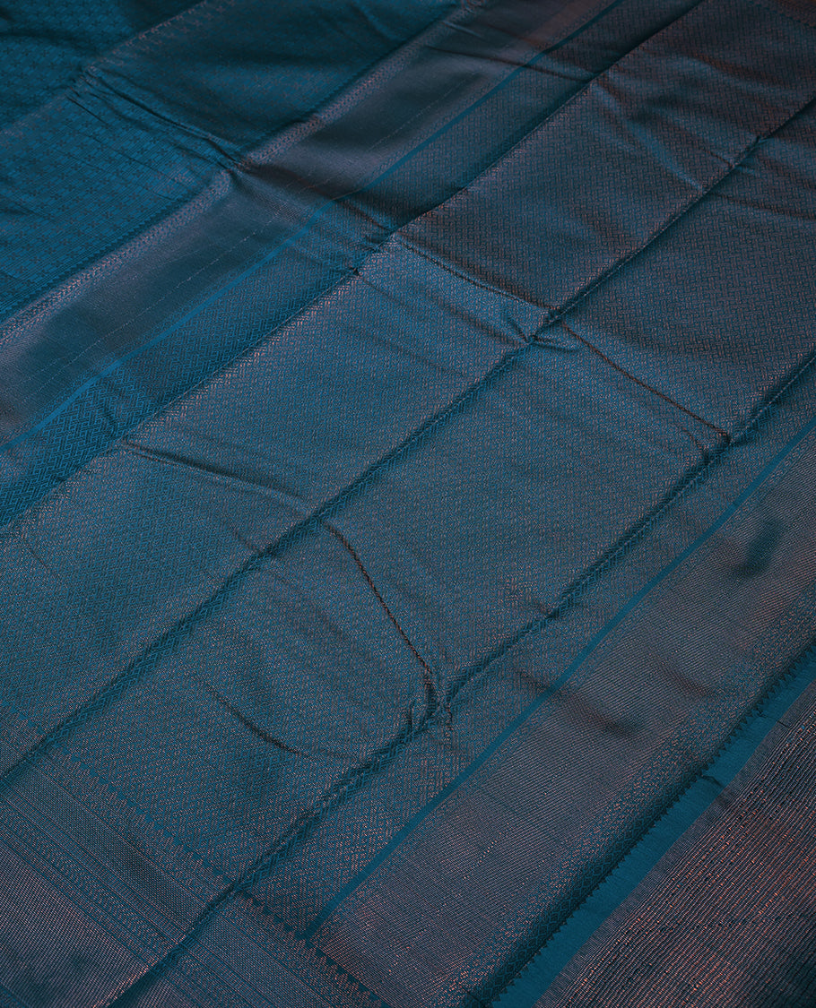 Dark Peacock Blue Colour Art Silk Fancy Saree having Zari Worked Body with Border and Self Coloured Blouse
