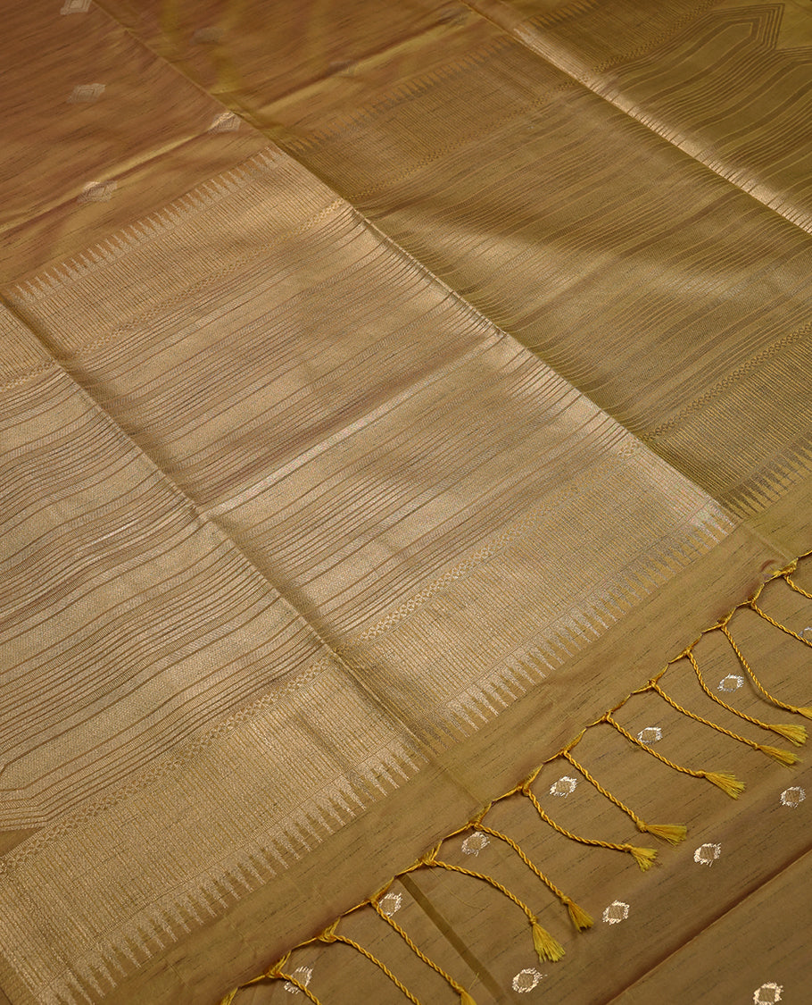 Mustard Colour Art Soft Silk Saree having Diamond in Body with Border and Self Coloured Blouse