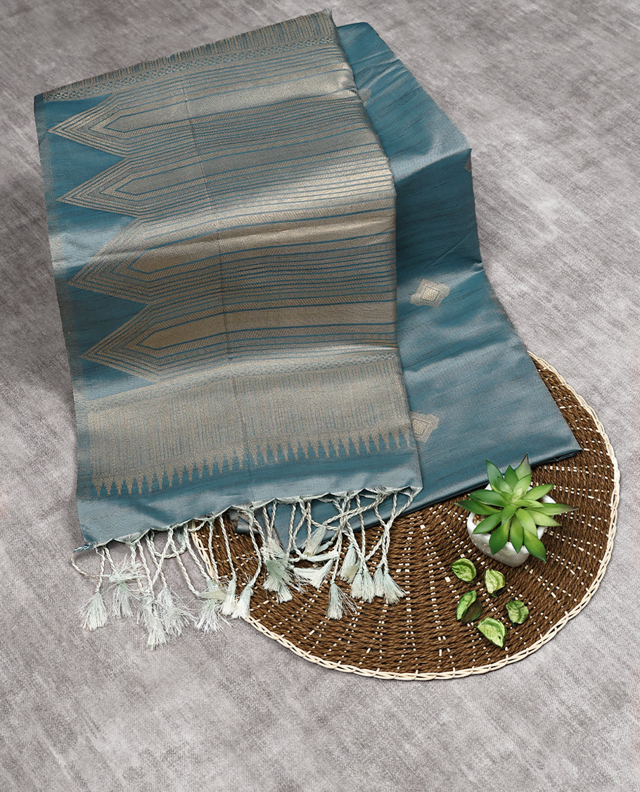 Pastel Blue Colour Art Soft Silk Saree having Diamond in Body with Border and Self Coloured Blouse