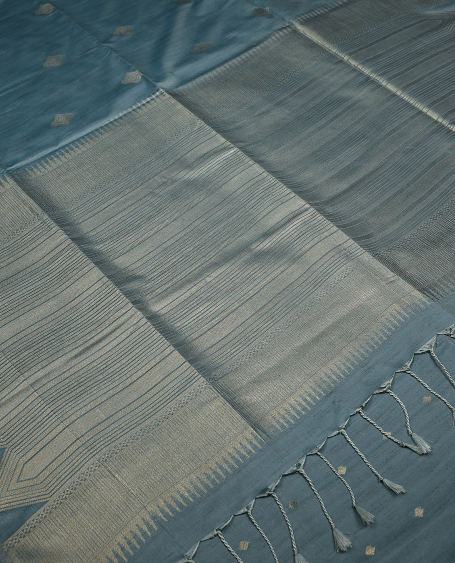 Pastel Blue Colour Art Soft Silk Saree having Diamond in Body with Border and Self Coloured Blouse