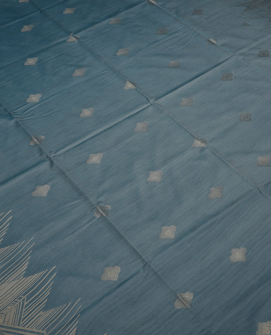 Pastel Blue Colour Art Soft Silk Saree having Diamond in Body with Border and Self Coloured Blouse