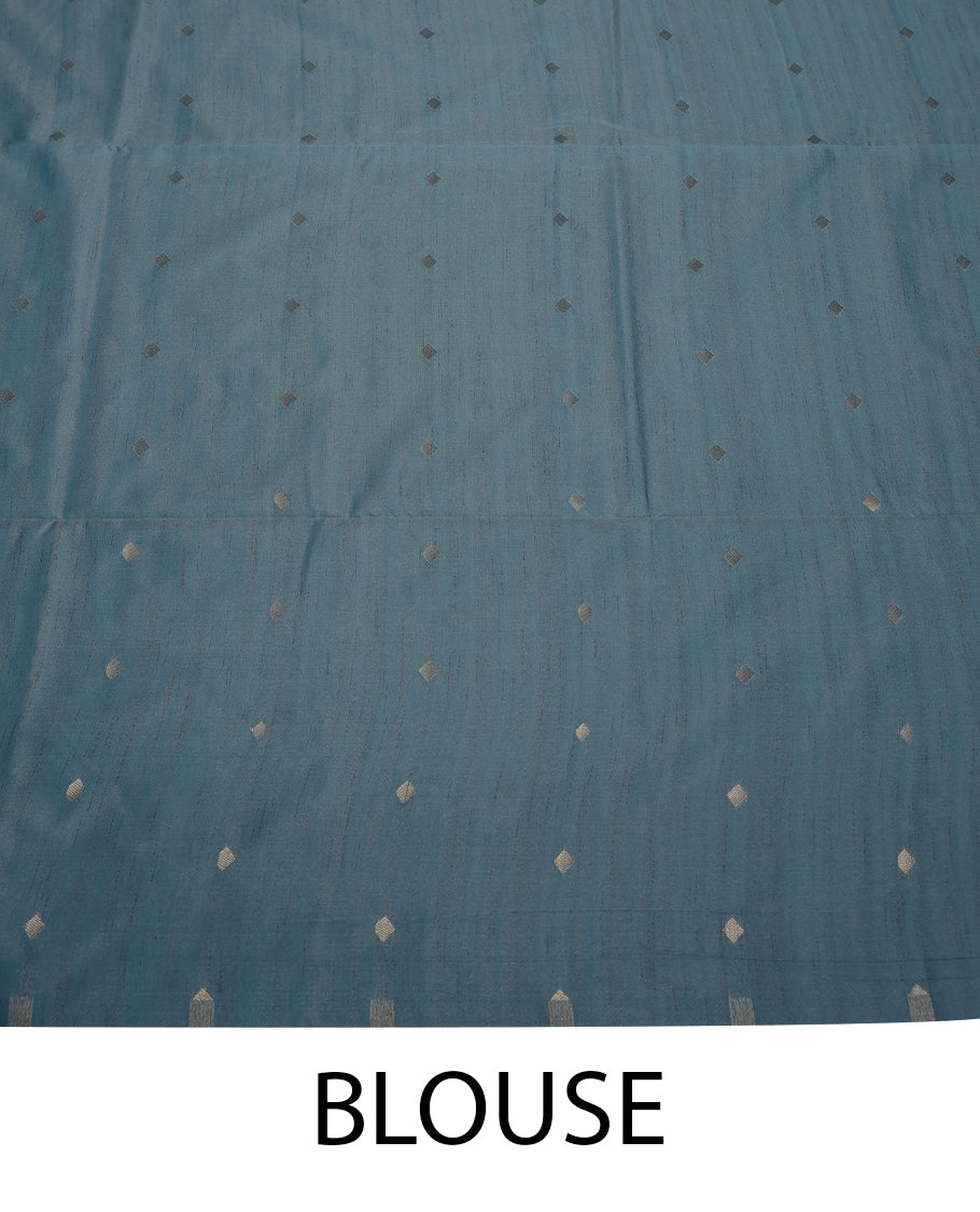 Pastel Blue Colour Art Soft Silk Saree having Diamond in Body with Border and Self Coloured Blouse