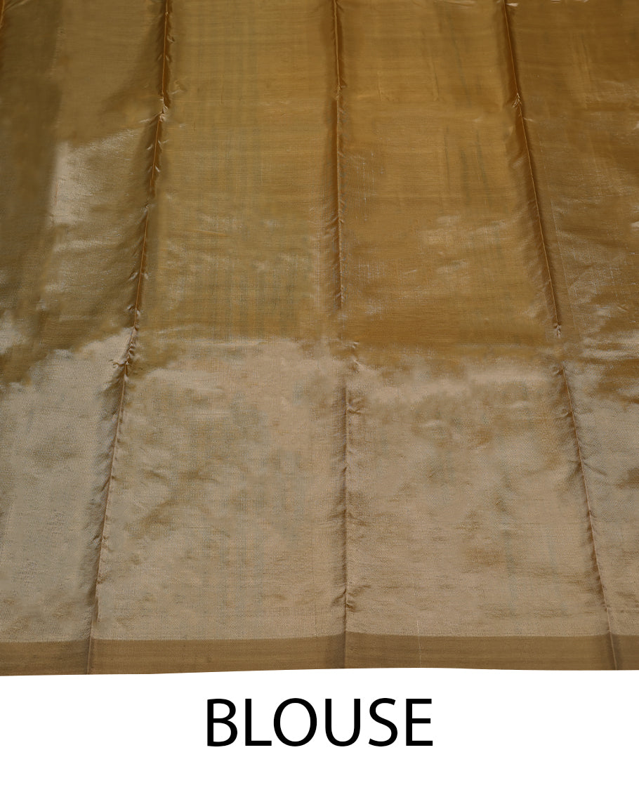 Blue Colour Vazhainar Pattu Saree having Flower Design in Body and Contrast Blouse without Blouse