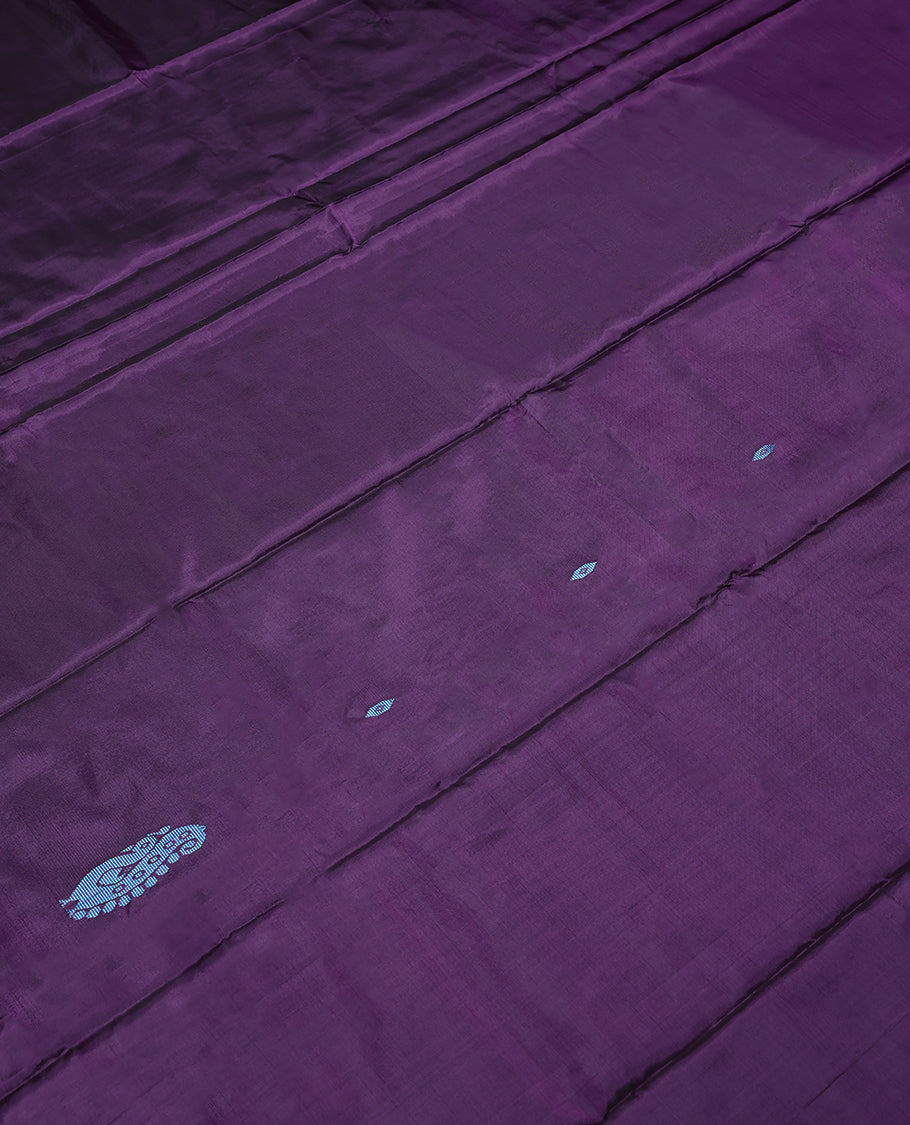 Violet Colour Vazhainar Pattu Saree having Thread Design in Body and Contrast Blouse without Blouse