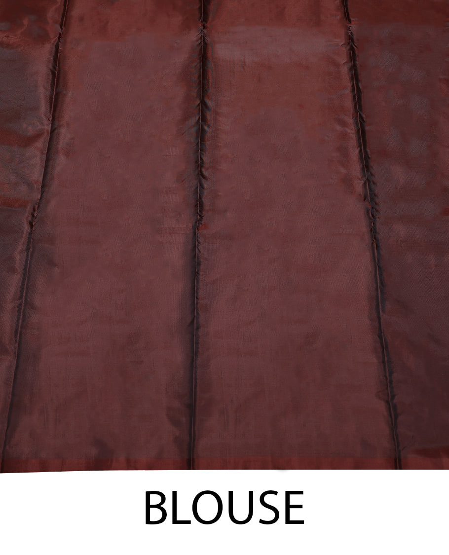 Peach Colour Vazhainar Pattu Saree having Thread Design in Body and Contrast Blouse without Blouse