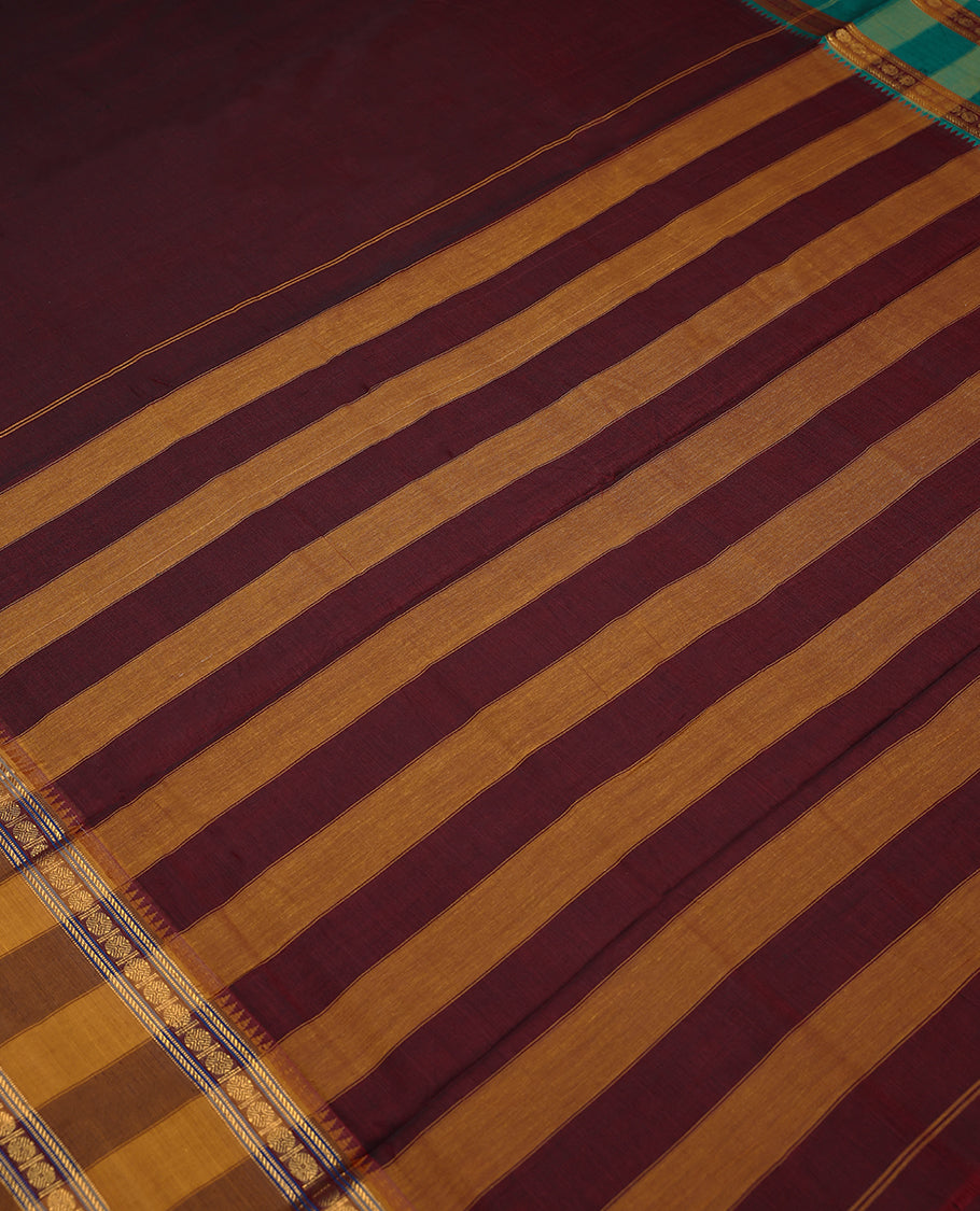 Maroon Colour Mixed Masrise Saree having Plain Body with Contrast Colour Border Without Blouse