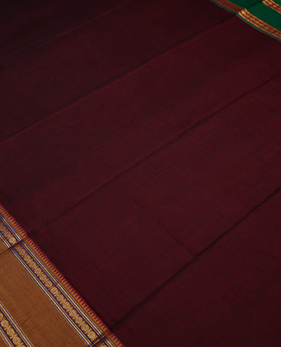 Maroon Colour Mixed Masrise Saree having Plain Body with Contrast Colour Border Without Blouse