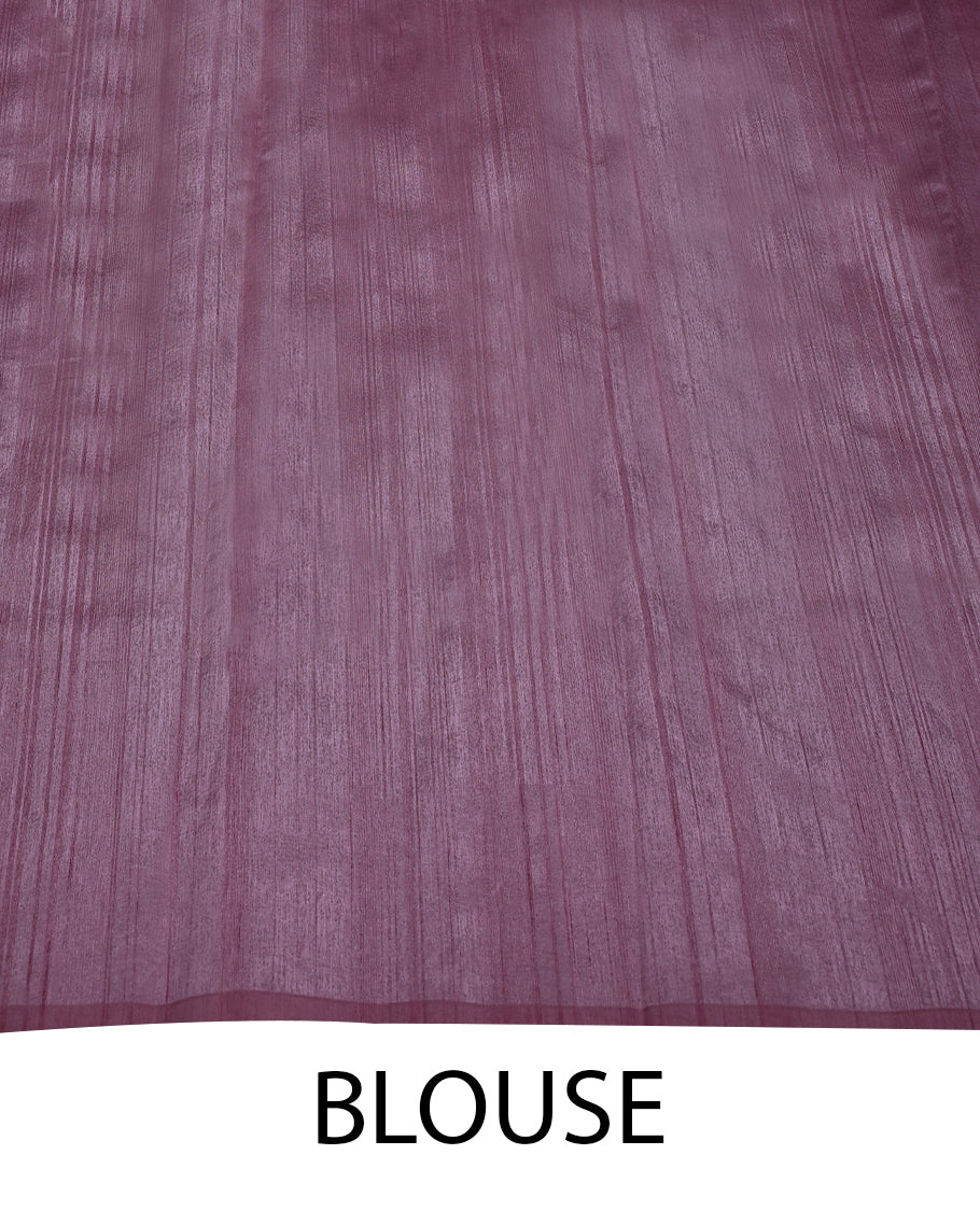 Pastel Pink Colour Semi Tussar Saree having Embroidery Worked Body with Self Coloured Border and Blouse
