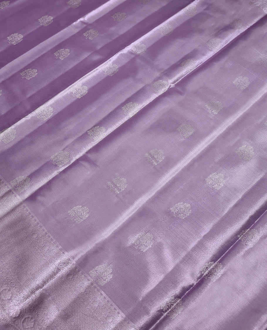 Pastel Lavender Colour Art Tissue Saree having Zari Worked Body with Self Colour Brocade Border and Blouse