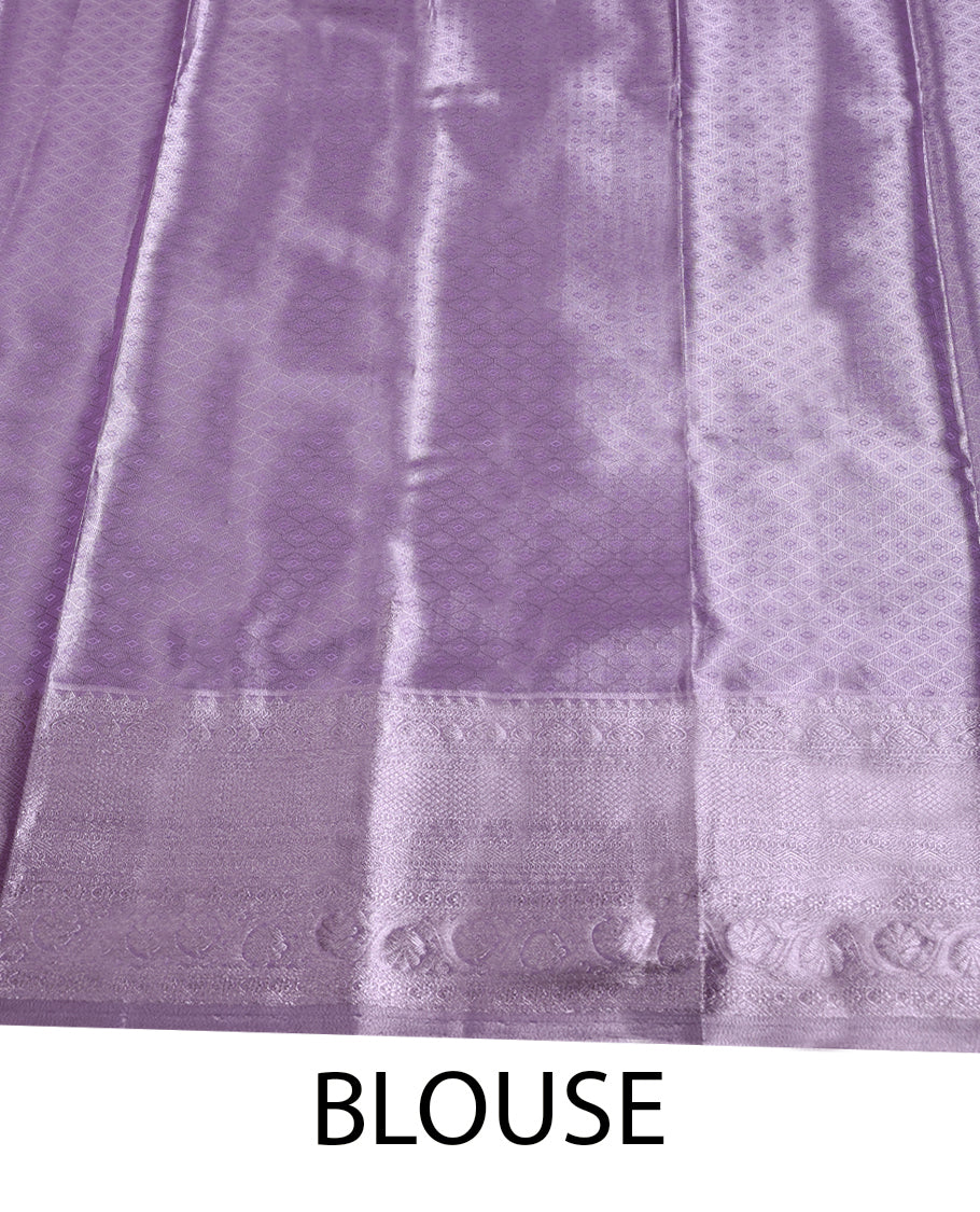 Pastel Lavender Colour Art Tissue Saree having Zari Worked Body with Self Colour Brocade Border and Blouse